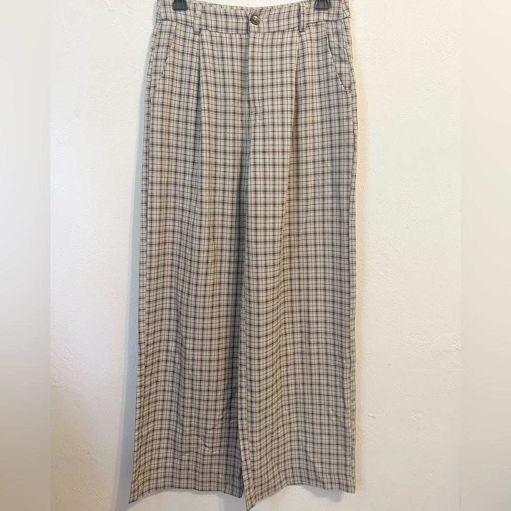 Plaid Wide Leg Trousers
